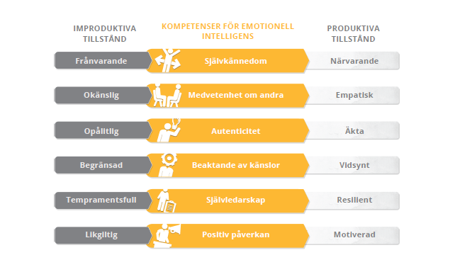 Emotionell intelligens EI består av 6 kompetensområden